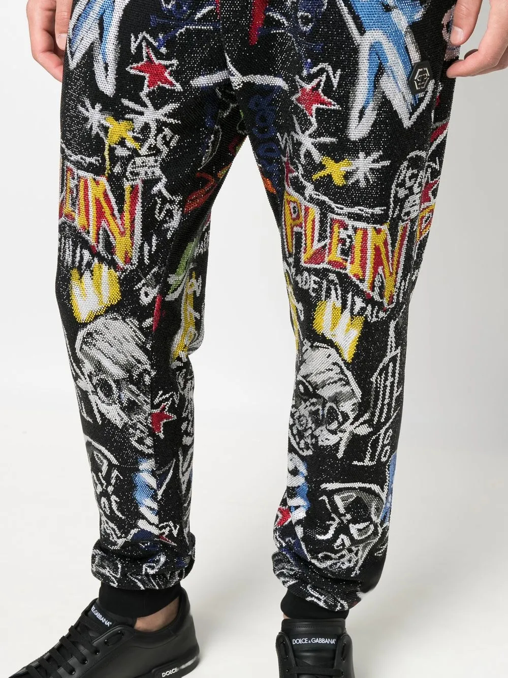 Ensemble de survêtement streetwear à col montant et imprimé graphique orné de strass (320 g) - SWTS002 6
