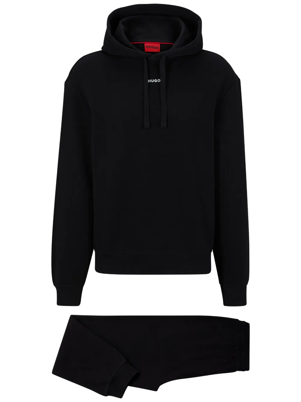 330G Black Logo Hooded Drop Shoulder CottonStreetwear Tracksuit Set-SWTS004