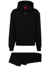 330G Black Logo Hooded Drop Shoulder CottonStreetwear Tracksuit Set-SWTS004 1