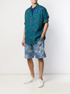 380GSM Blue Hand-Tie-Dye Cotton Bermuda Shorts | Elastic Waist + Pleated Yoke-SS001 2