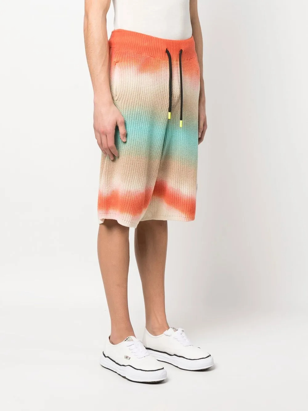 Shorts de algodón de punto teñido anudado multicolor de 320 g/m² | Cintura con cordón ajustable + Parche de carita sonriente - SS008 5