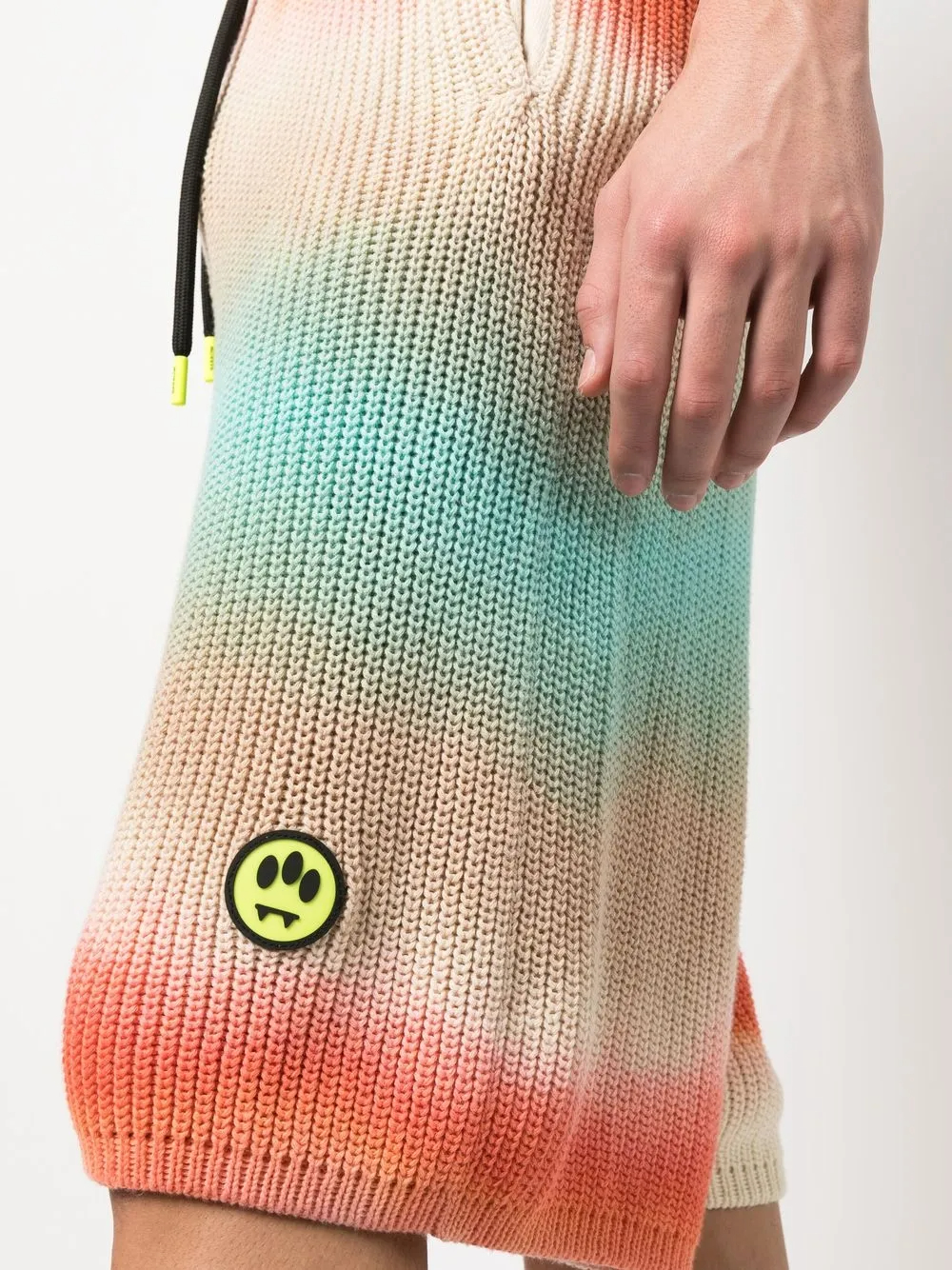 Shorts de algodón de punto teñido anudado multicolor de 320 g/m² | Cintura con cordón ajustable + Parche de carita sonriente - SS008 2
