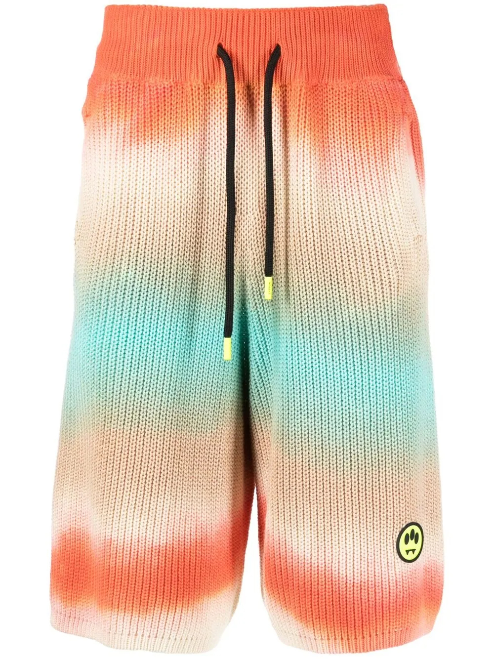 Shorts de algodón de punto teñido anudado multicolor de 320 g/m² | Cintura con cordón ajustable + Parche de carita sonriente - SS008 1