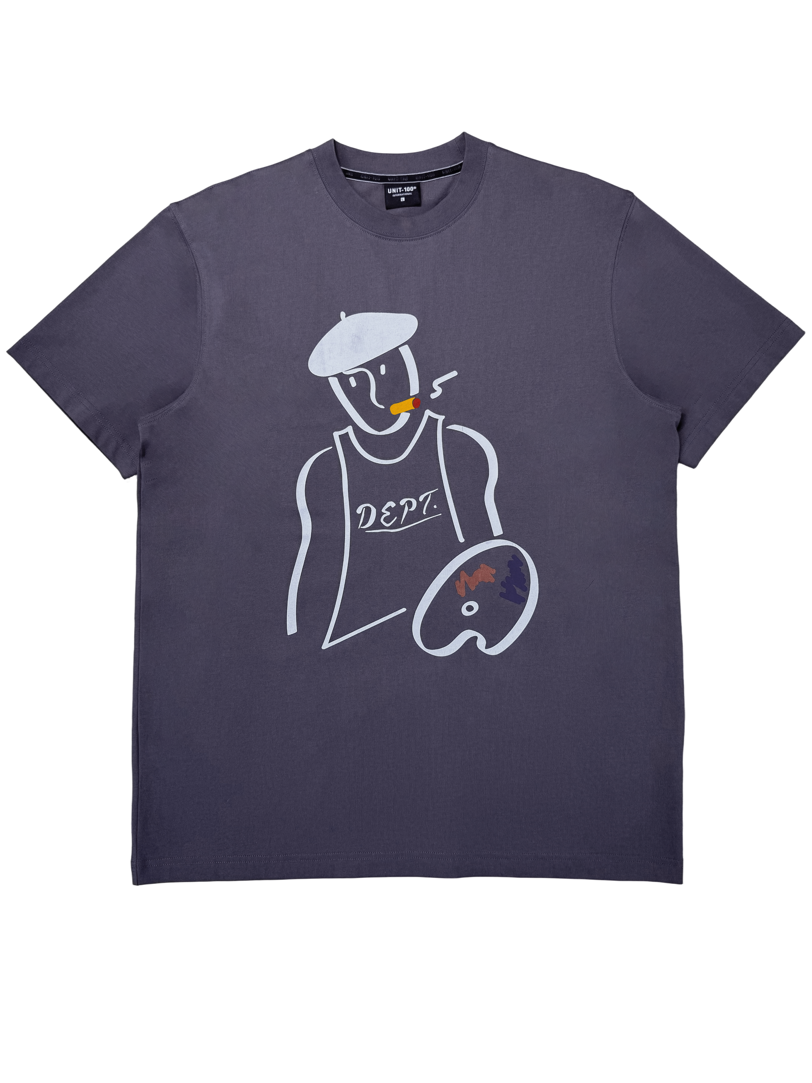 Graphic 330 GSM Cotton Short-Sleeved Crew Neck Gray Purple T-Shirts--TS004