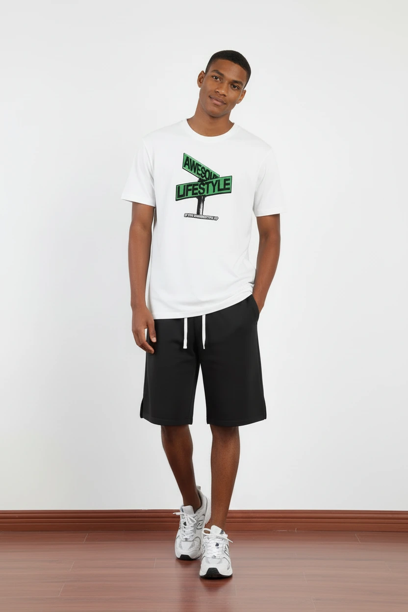 260 g/m² DTG-Grafik-T-Shirts mit kurzen Ärmeln und Rundhalsausschnitt aus Bio-Baumwollmischung – GTS003 1