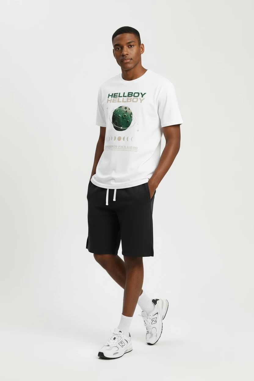 Camiseta de manga curta com gola redonda e estampa DTG em algodão orgânico misto, 230 GSM -- GTS001 1