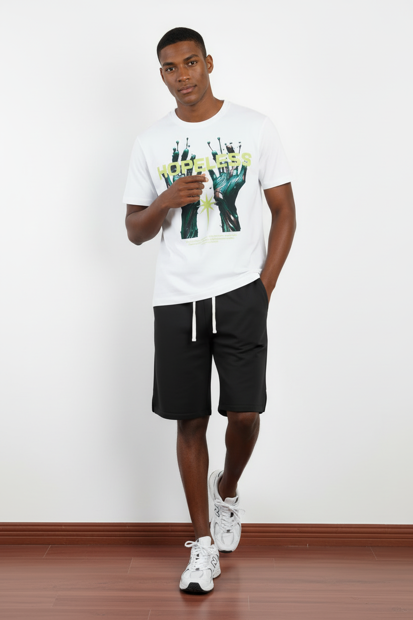 250 GSM DTG Graphic Short-Sleeved Crew Neck Organic Cotton Blend T-Shirts--GTS007