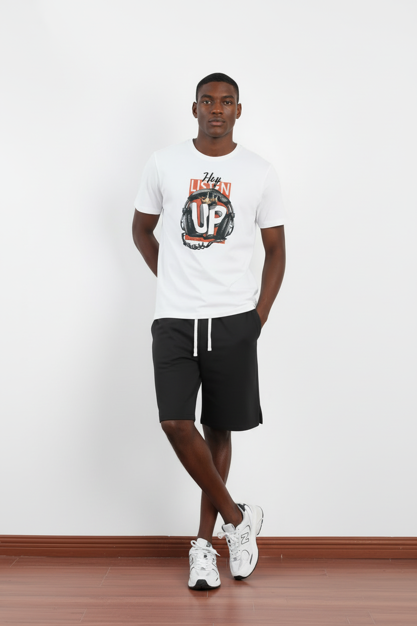 245 GSM DTG Graphic Short-Sleeved Crew Neck Organic Cotton Blend T-Shirts--GTS008