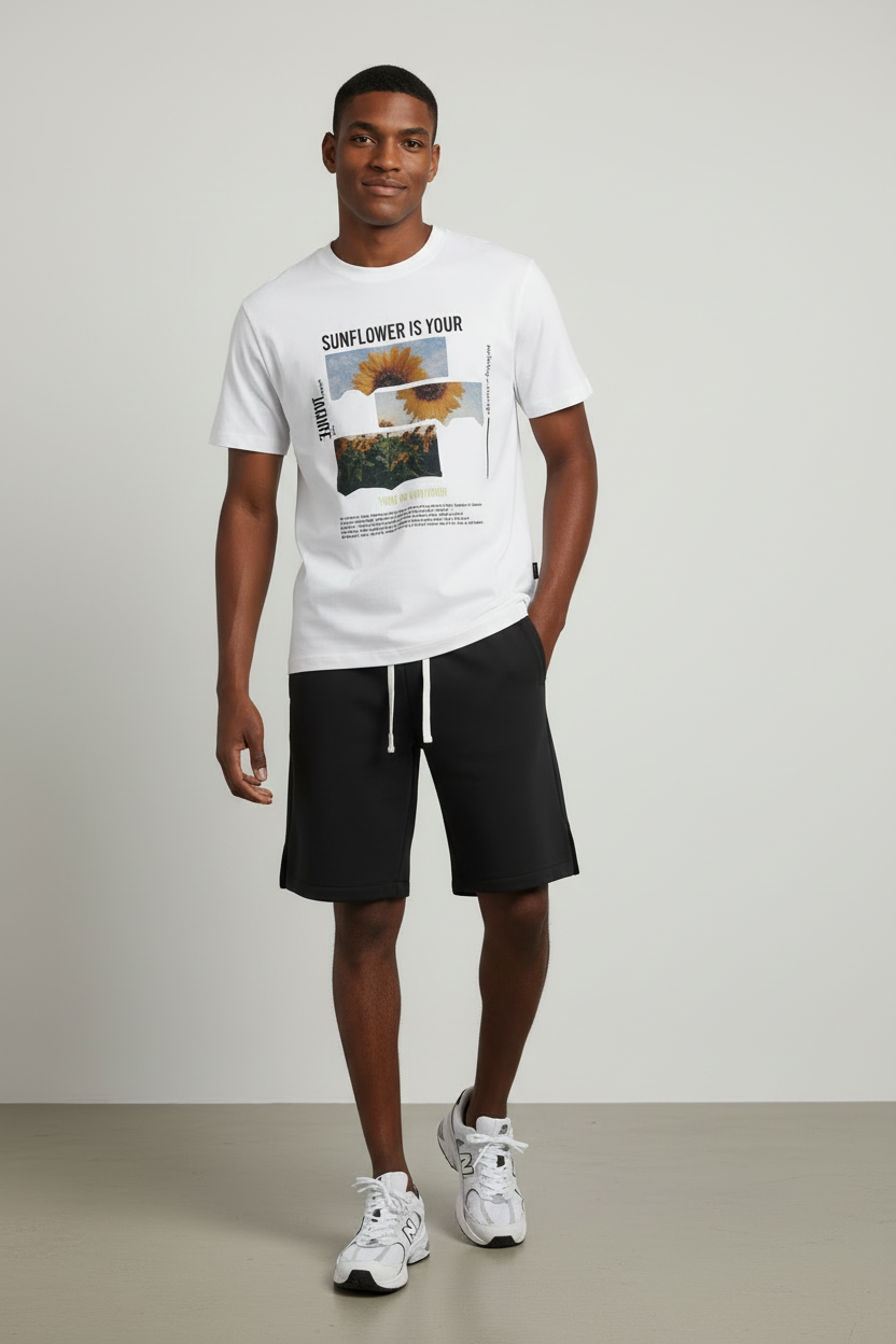 250 GSM DTG Graphic Short-Sleeved Crew Neck Organic Cotton Blend T-Shirts--GTS010
