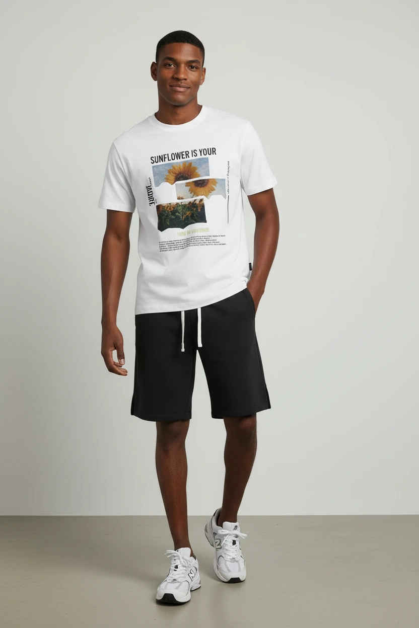 250 GSM DTG グラフィック 半袖 クルーネック オーガニックコットン ブレンド Tシャツ - GTS010 1