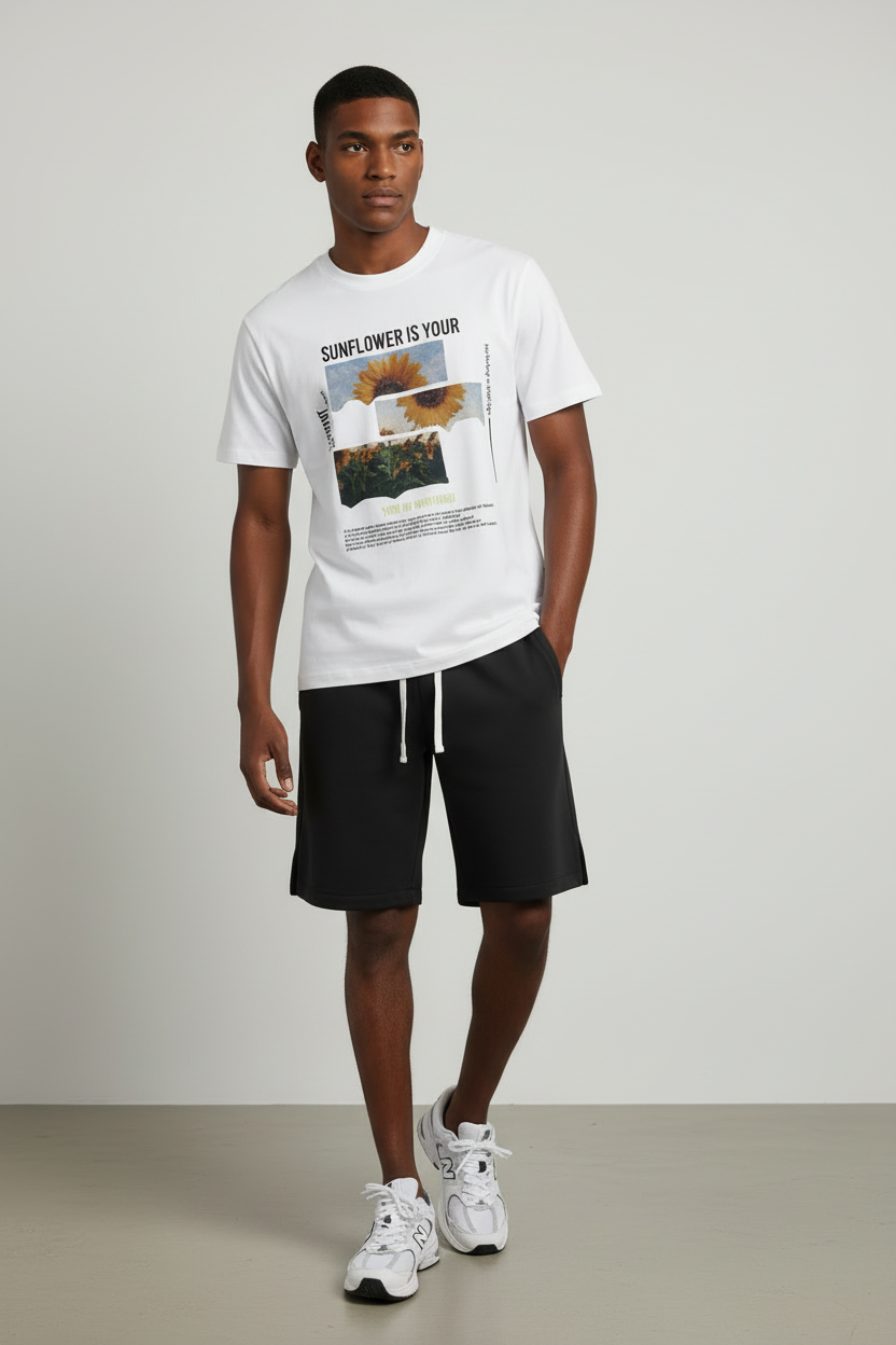 250 GSM DTG グラフィック 半袖 クルーネック オーガニックコットン ブレンド Tシャツ - GTS010 4