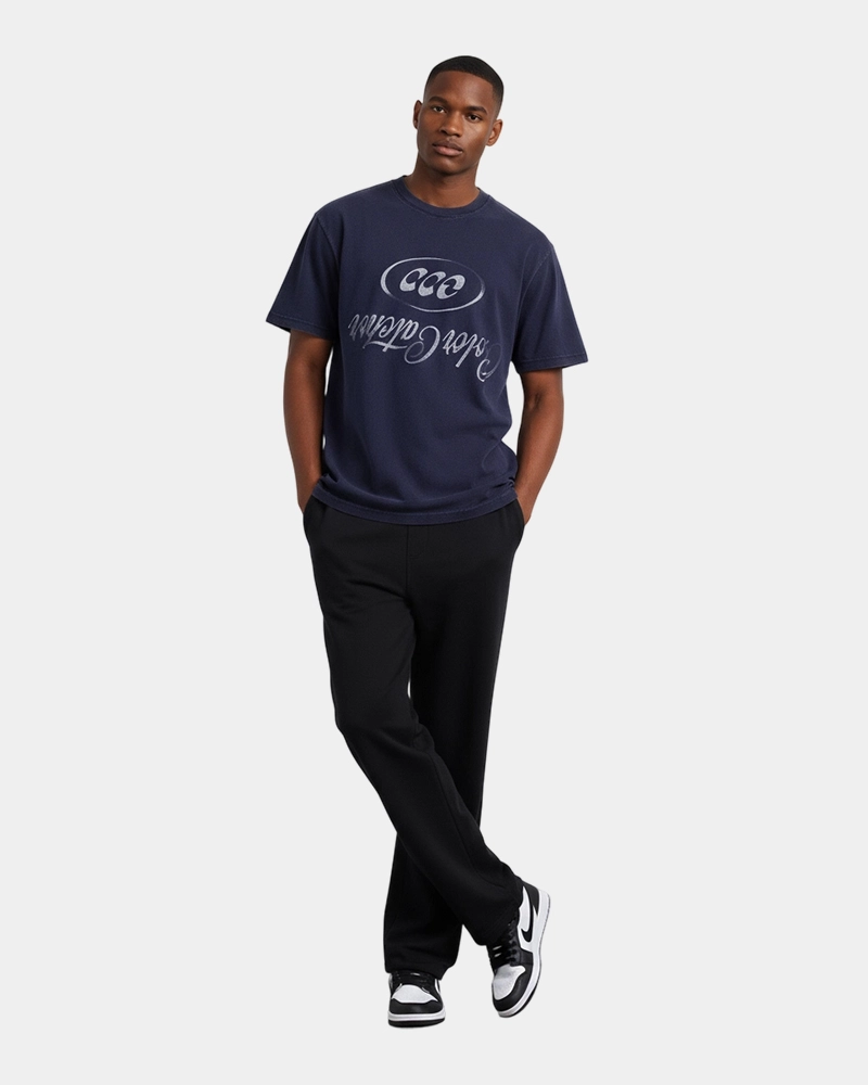 Custom Clothing Manufacturer Digital Printing Graphic Acid Wash Crewneck TS005 220g Cotton T Shirt 1