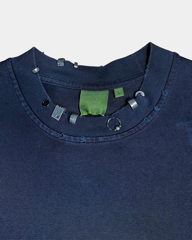 Custom Clothing Manufacturer Digital Printing Distressed Acid Wash Graphic Crewneck TS009 385g Cotton T Shirt 2