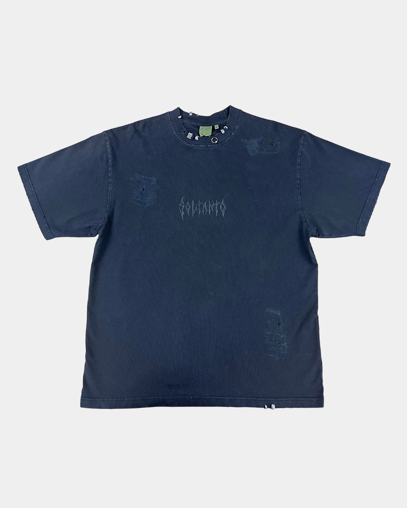 Custom Clothing Manufacturer Digital Printing Distressed Acid Wash Graphic Crewneck TS009 385g Cotton T Shirt 3
