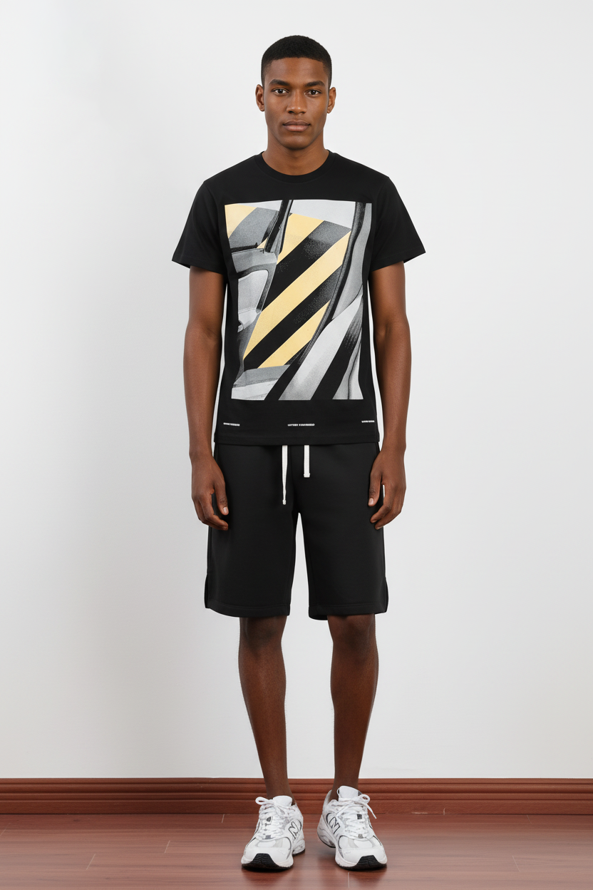 270 GSM Cotton Halftone Car Interior Screen-Printed T-Shirt-PTTS006