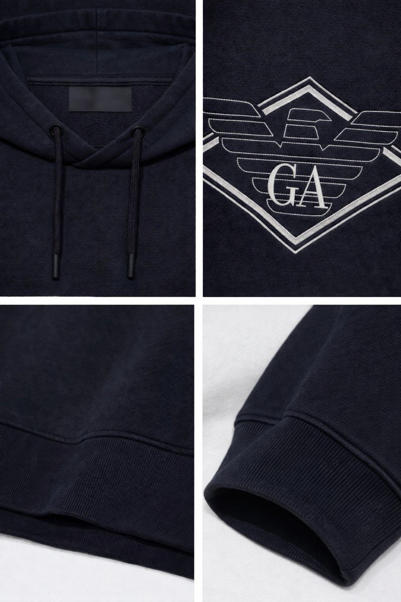 Sweat à capuche en modal épais 500 g avec logo aigle et imprimé diamant 6