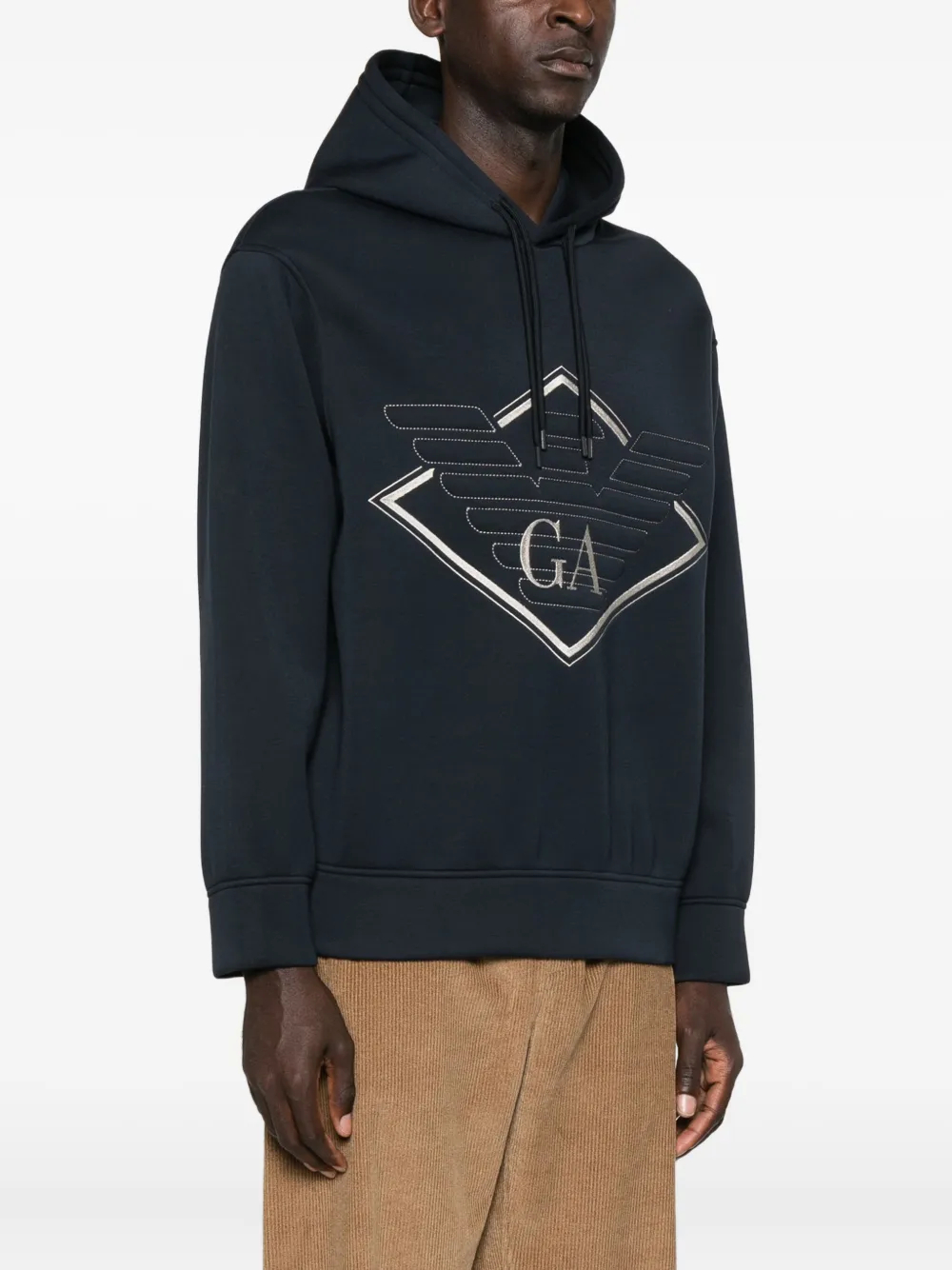 Sweat à capuche en modal épais 500 g avec logo aigle et imprimé diamant 1
