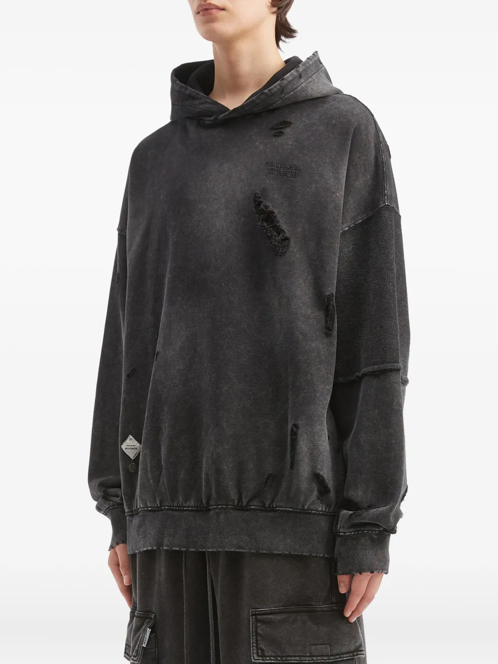 520g Heavyweight Vintage Distressed Patchwork Cotton Hoodie