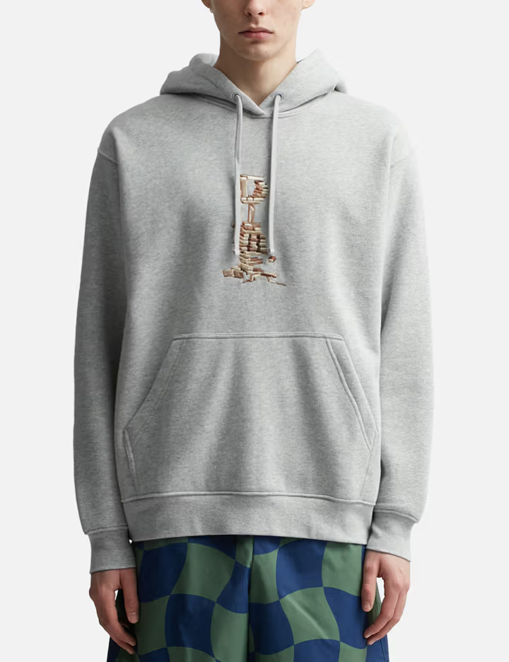 380GSM Printed Logo Heather Grey Heavyweight Fleece Hoodie
