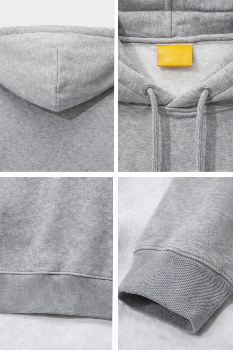 เสื้อฮู้ดผ้าฟลีซหนา 380 แกรม พิมพ์โลโก้ สีเทาอ่อน 6
