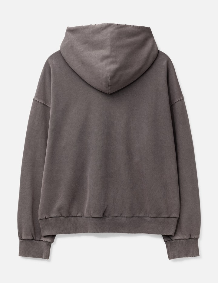 460 g/m² Brauner, gewaschener, abgenutzter Vintage-Hoodie mit Reißverschluss 3
