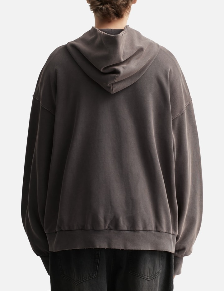 460 g/m² Brauner, gewaschener, abgenutzter Vintage-Hoodie mit Reißverschluss 5