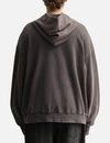 460 g/m² Brauner, gewaschener, abgenutzter Vintage-Hoodie mit Reißverschluss 5