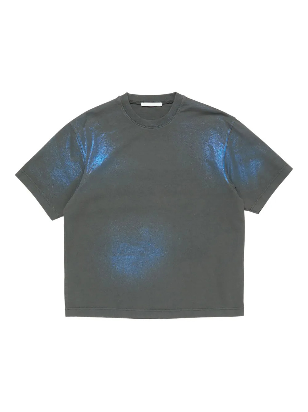 Camiseta masculina oversized de gola redonda, 260 g/m², com estampa de logo e efeito iridescente. 2