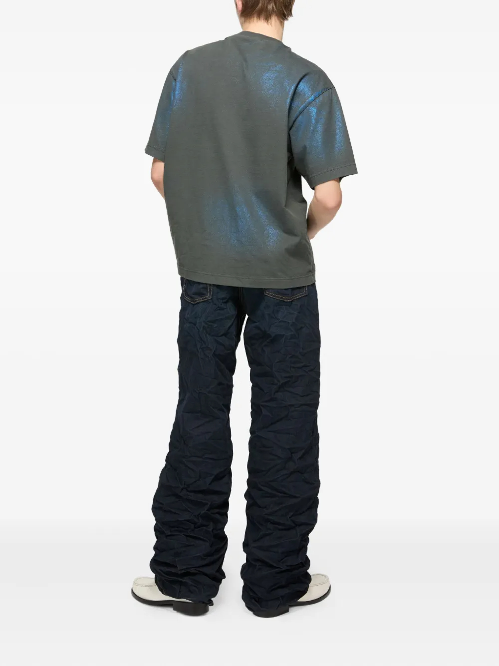 Camiseta masculina oversized de gola redonda, 260 g/m², com estampa de logo e efeito iridescente. 4