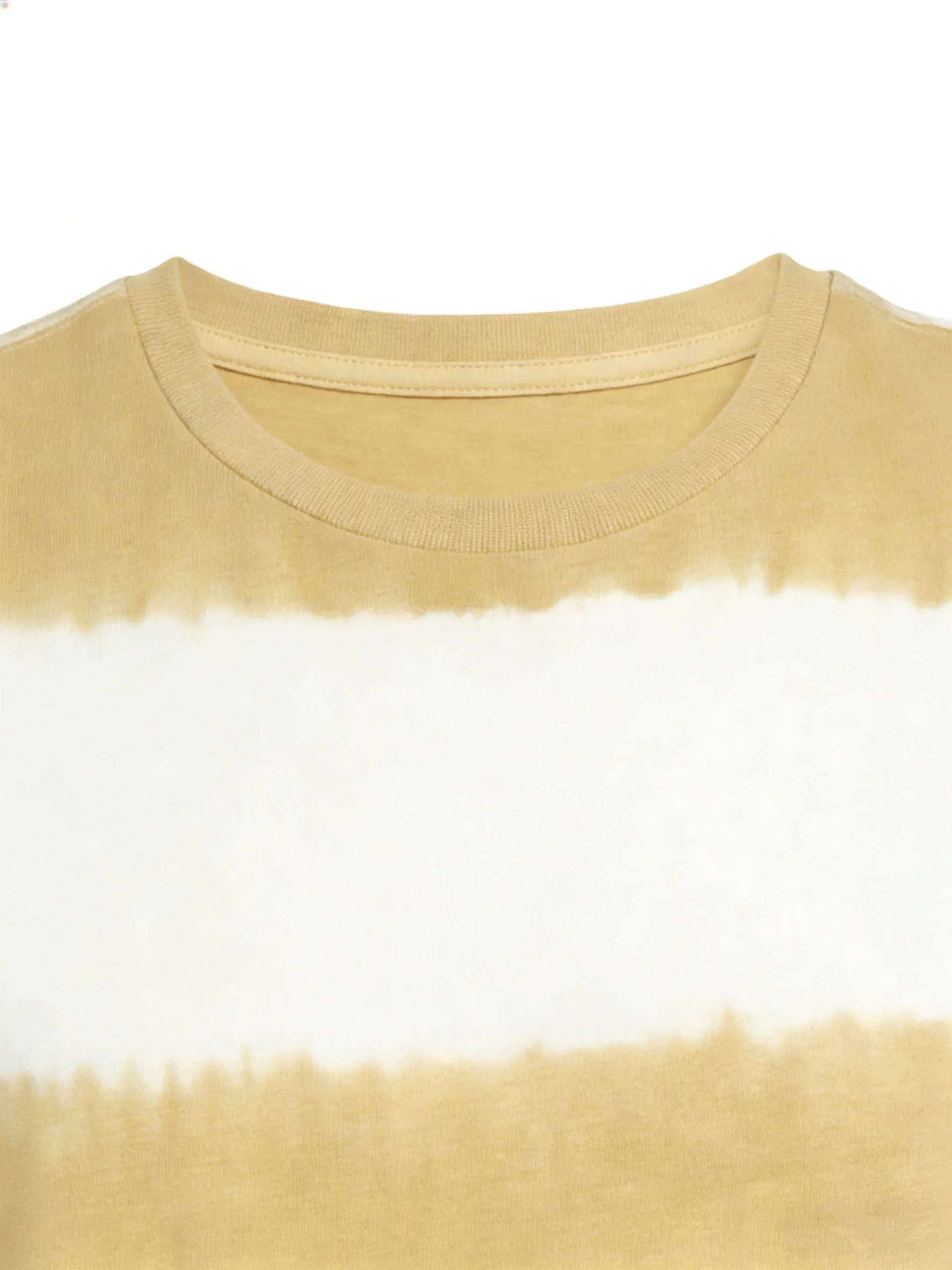 Camiseta de gola redonda em algodão orgânico com estampa tie-dye listrada e dobra horizontal, 240 g/m² 8