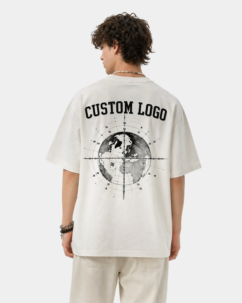 Camiseta personalizada oversized de algodão pesado 290GSM - 100% algodão com estampa de logotipo em 3D 5