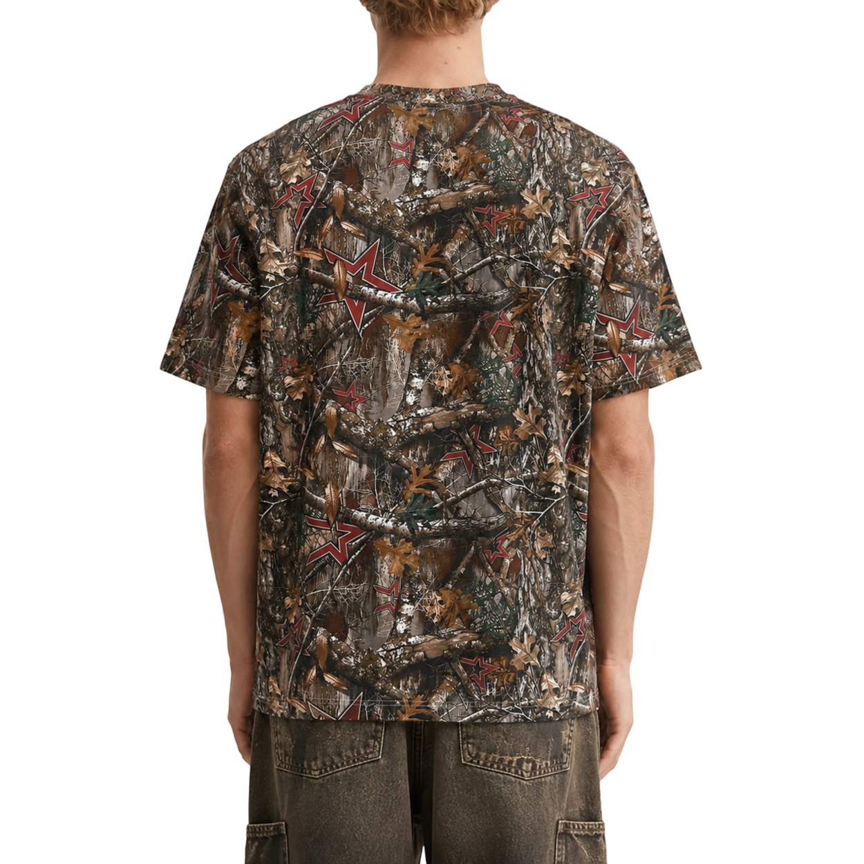 Футболка с принтом Real Tree Camo Red Star DTG | 100% хлопок, плотность 230 г/м², повседневная футболка в уличном стиле 5