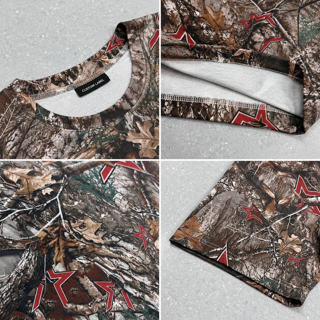 Футболка с принтом Real Tree Camo Red Star DTG | 100% хлопок, плотность 230 г/м², повседневная футболка в уличном стиле 6
