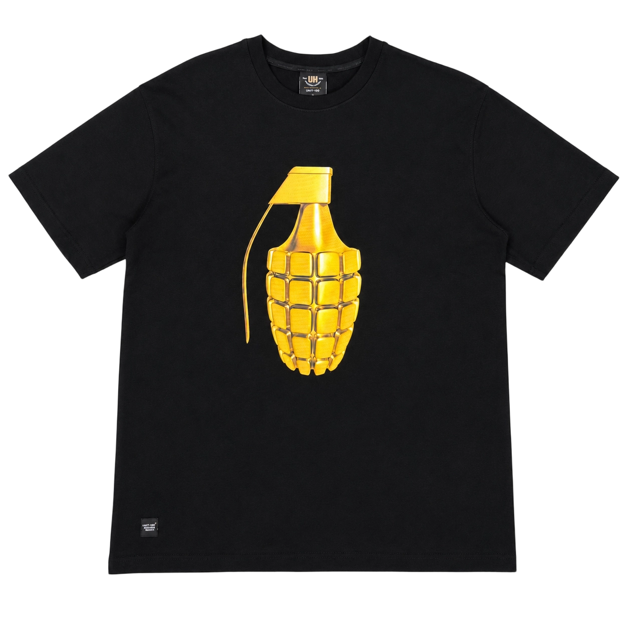 Premium 270GSM Cotton T-Shirt | 3D Puff Print Gold Grenade, Streetwear