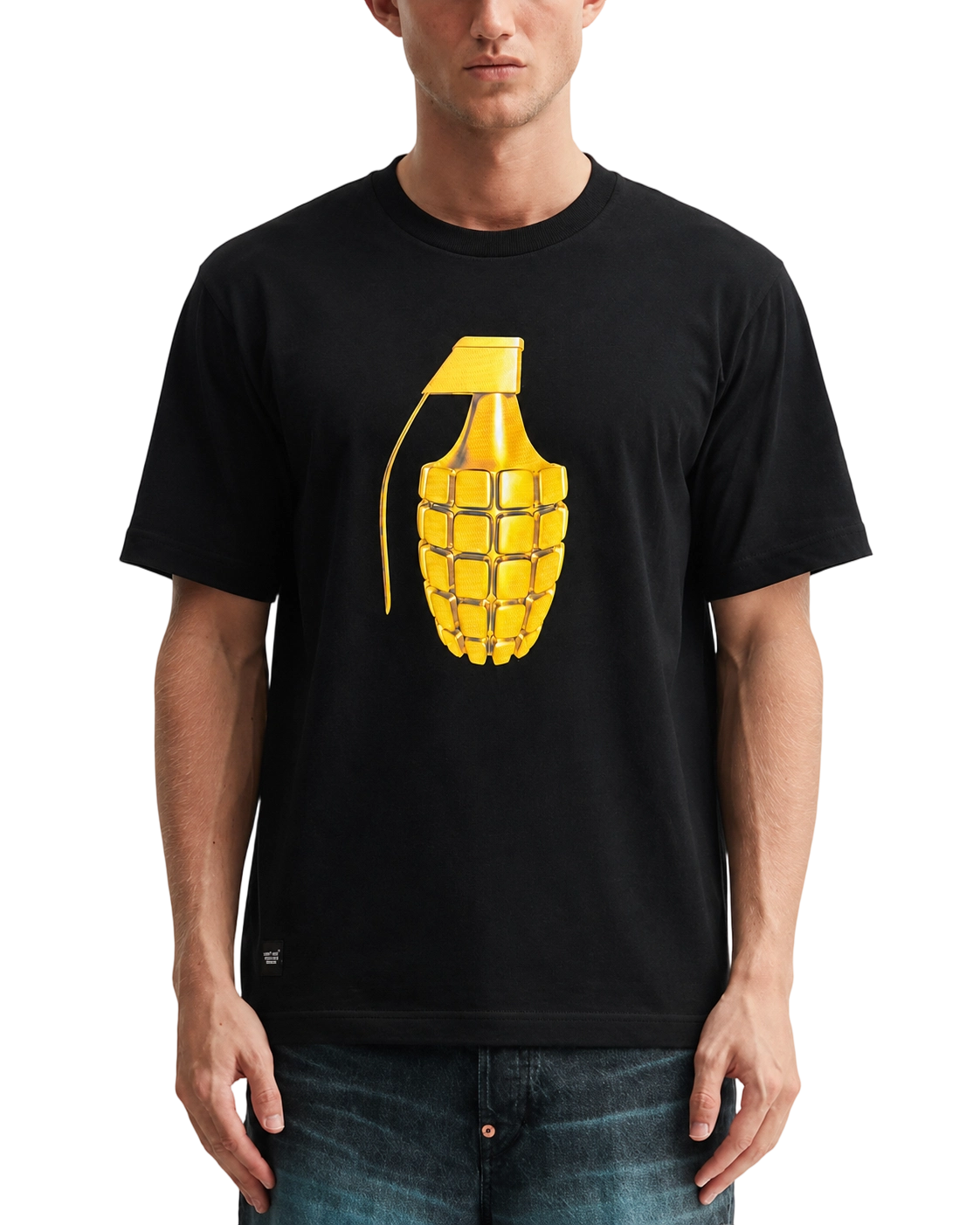 T-shirt premium en coton 270 g/m² | Grenade dorée imprimée en relief 3D, style streetwear 4