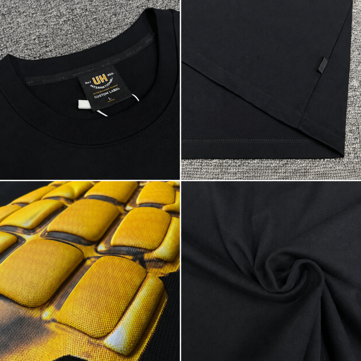 T-shirt premium en coton 270 g/m² | Grenade dorée imprimée en relief 3D, style streetwear 6