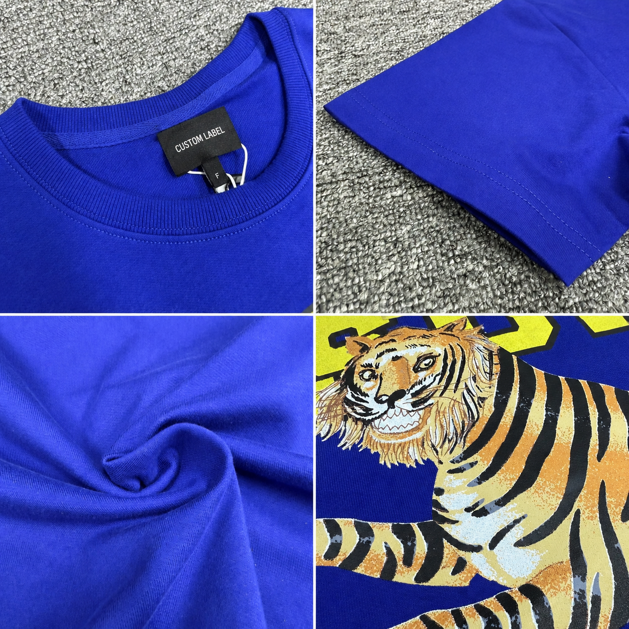 プレミアムストレッチコットンTシャツ | 250GSM、DTFプリントタイガーデザイン 6