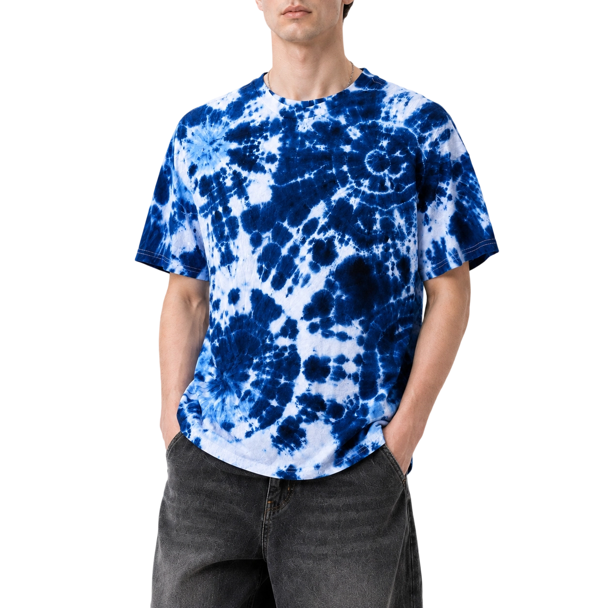 Camiseta oversized tie-dye com cordão de amarrar 240GSM 4