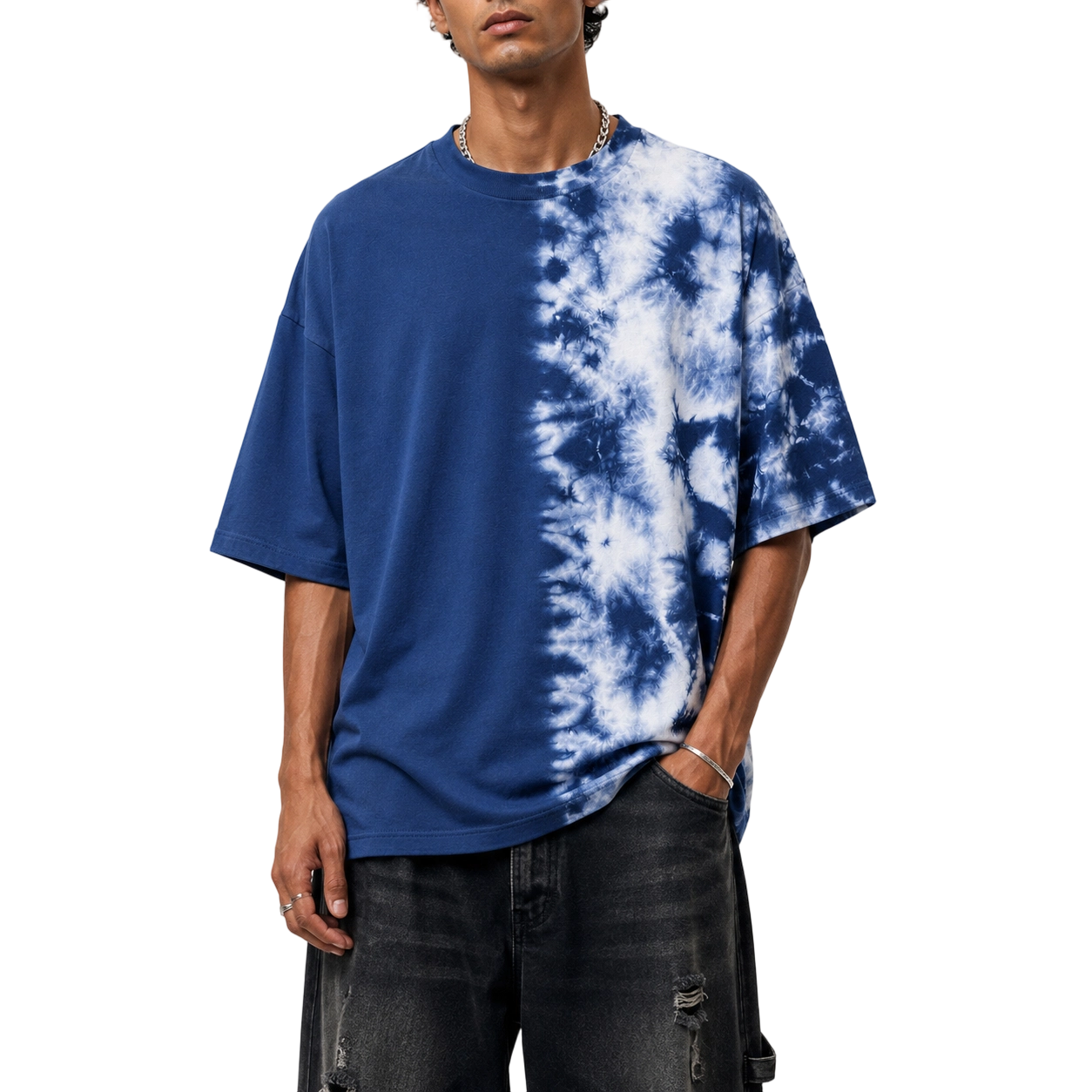 300GSM ハーフダイ ディップダイ 100%コットン オーバーサイズTシャツ 4