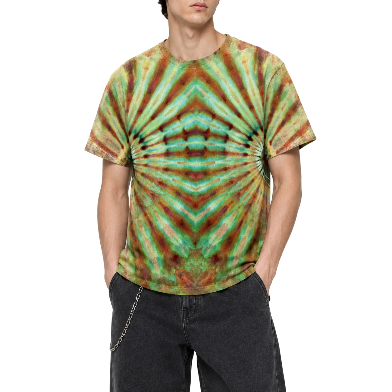 T-shirt in cotone pesante 260 g/m² con effetto specchio e tintura a ghiaccio, vestibilità comoda. 4
