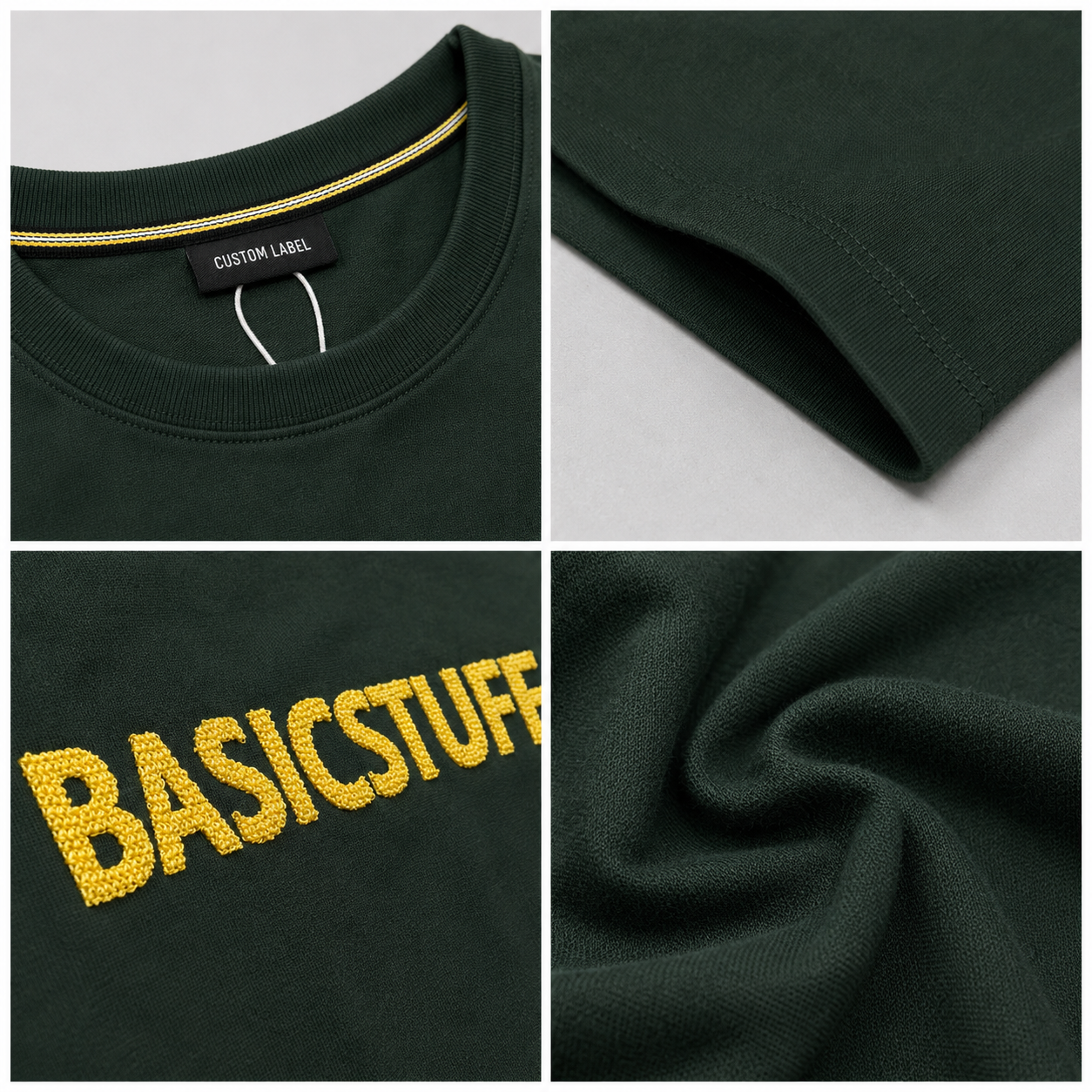 プレミアム100％コットン360GSM 3D刺繍クルーネックTシャツ 6