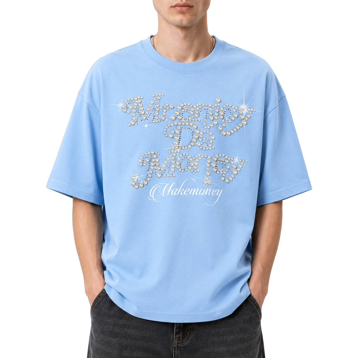 T-shirt oversize da 270 g/m² con ricamo di perline 4