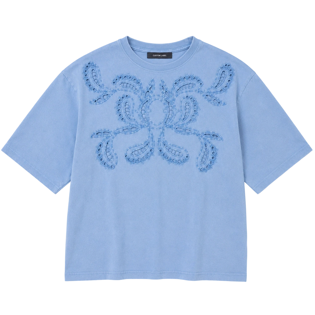 240GSM ヘビーコットン カットワーク刺繍 リラックスフィット Tシャツ 1
