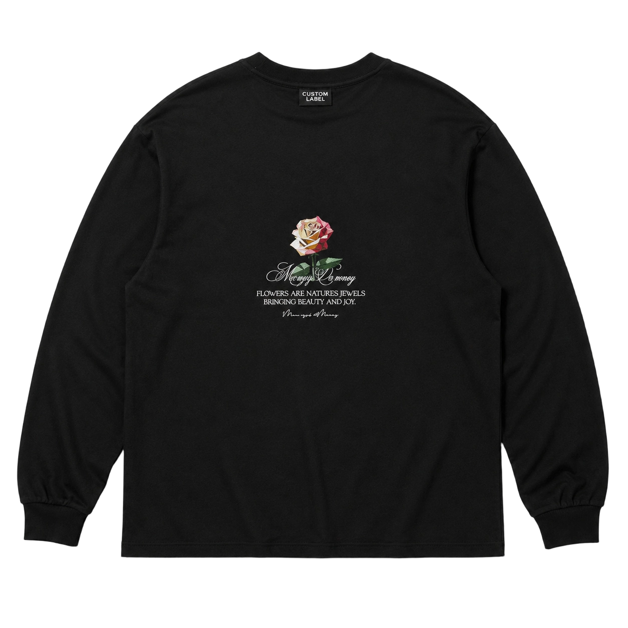 270GSM 厚手コットン ローズ柄 フラット刺繍 リラックスフィット 長袖Tシャツ 3