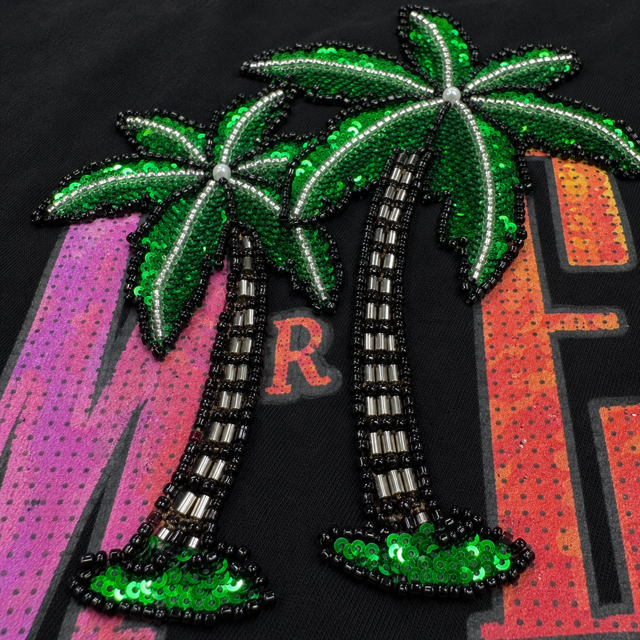 270GSM 厚手コットン スパンコールビーズ刺繍 オーバーサイズフィットTシャツ 6