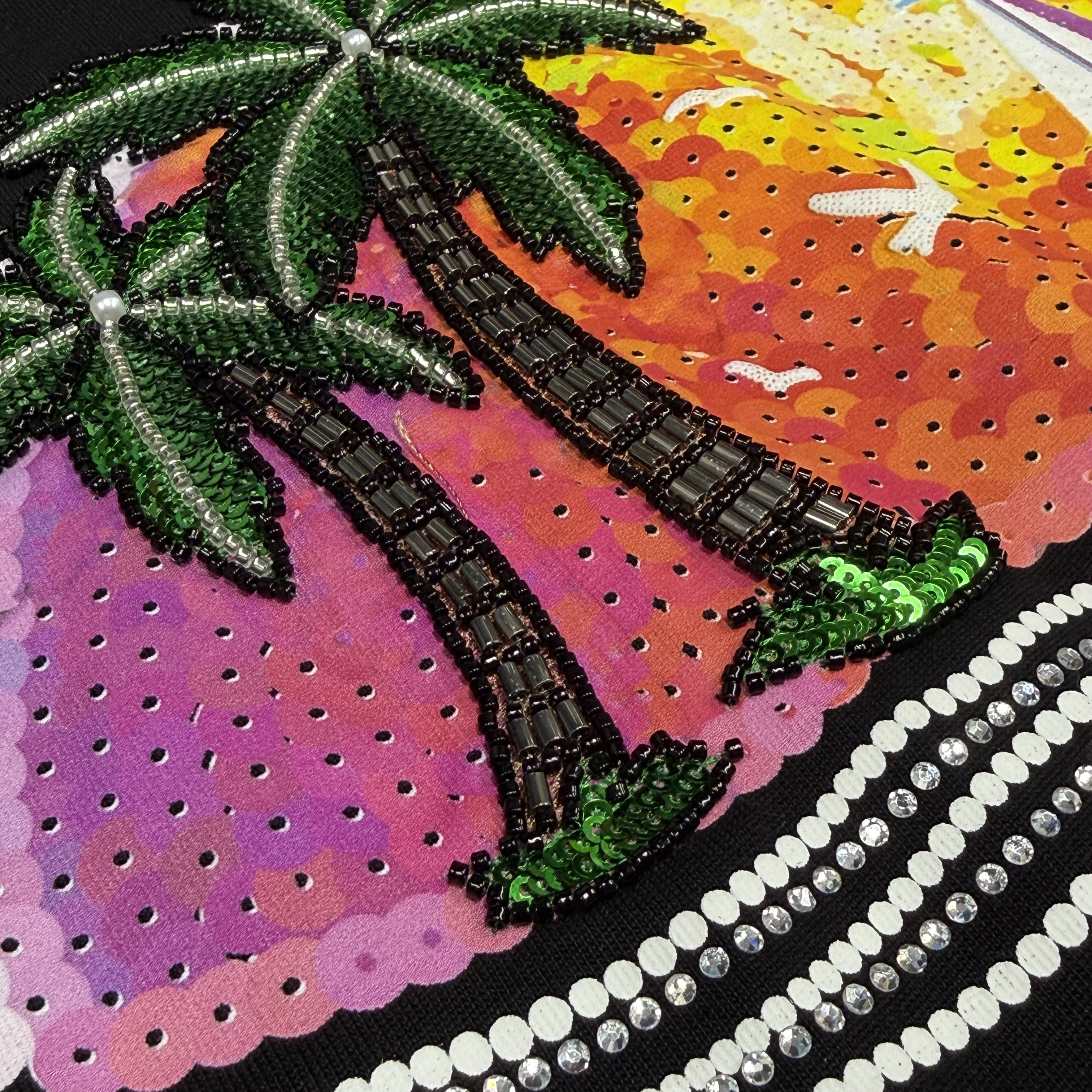 270GSM 厚手コットン スパンコールビーズ刺繍 オーバーサイズフィットTシャツ 7
