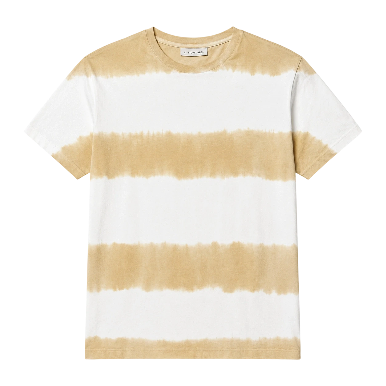 Camiseta de gola redonda em algodão orgânico com estampa tie-dye listrada e dobra horizontal, 240 g/m² 1