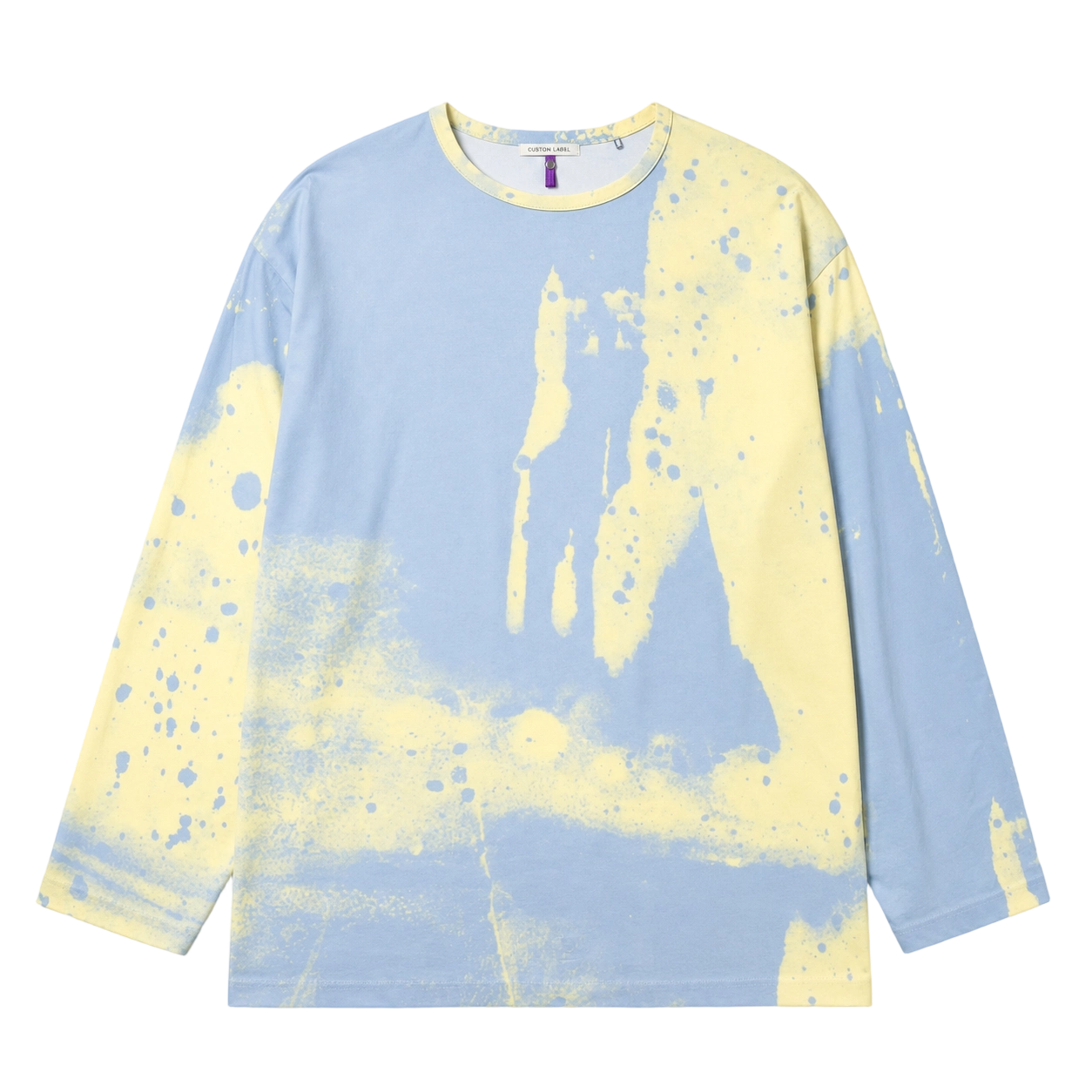 250GSM Splatter Tie Dye Viscose Oversized Crewneck Long-Sleeve T-Shirt