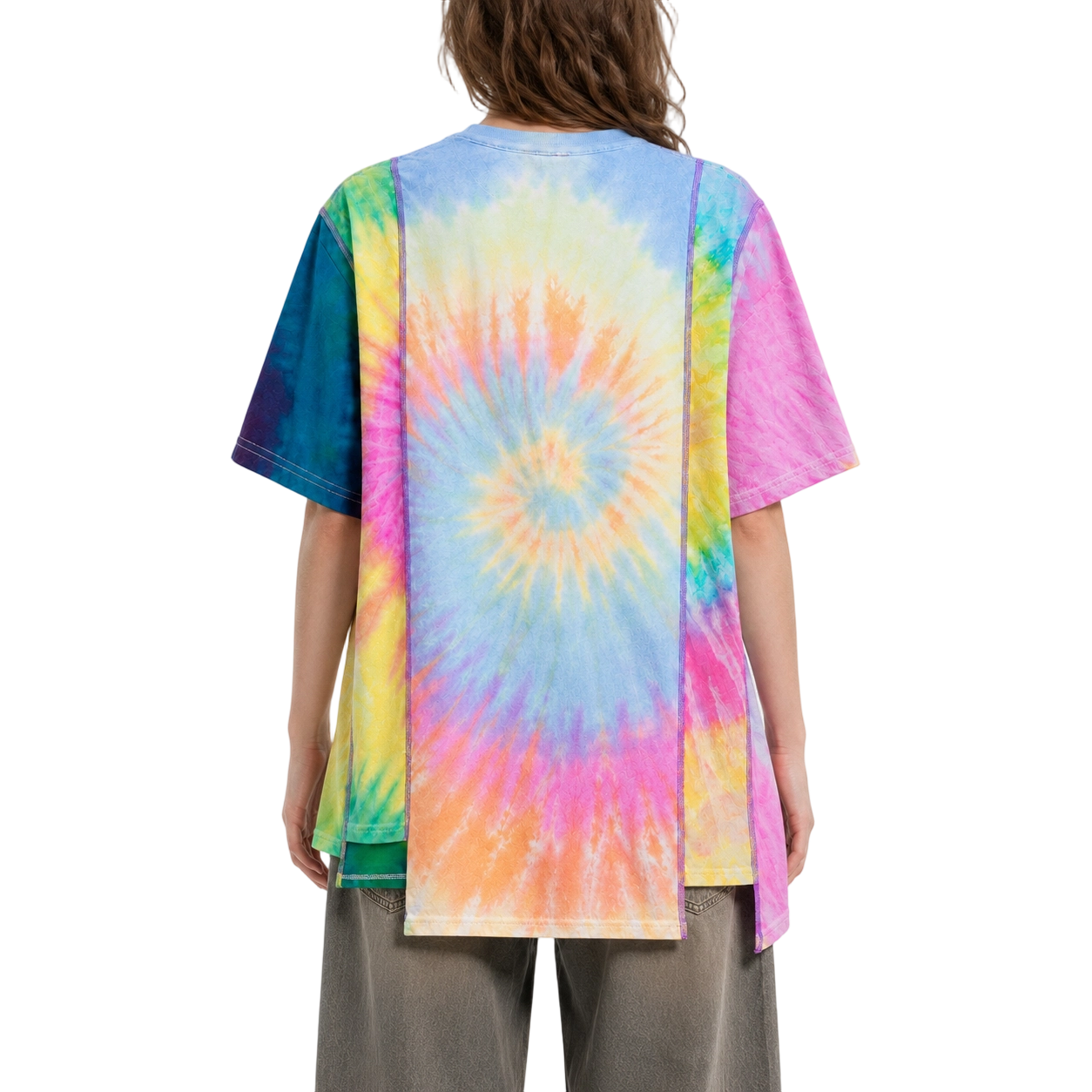 تی‌شرت مردانه طرح Spiral Tie Dye چند رنگ 240GSM با طرح وصله‌دار 5