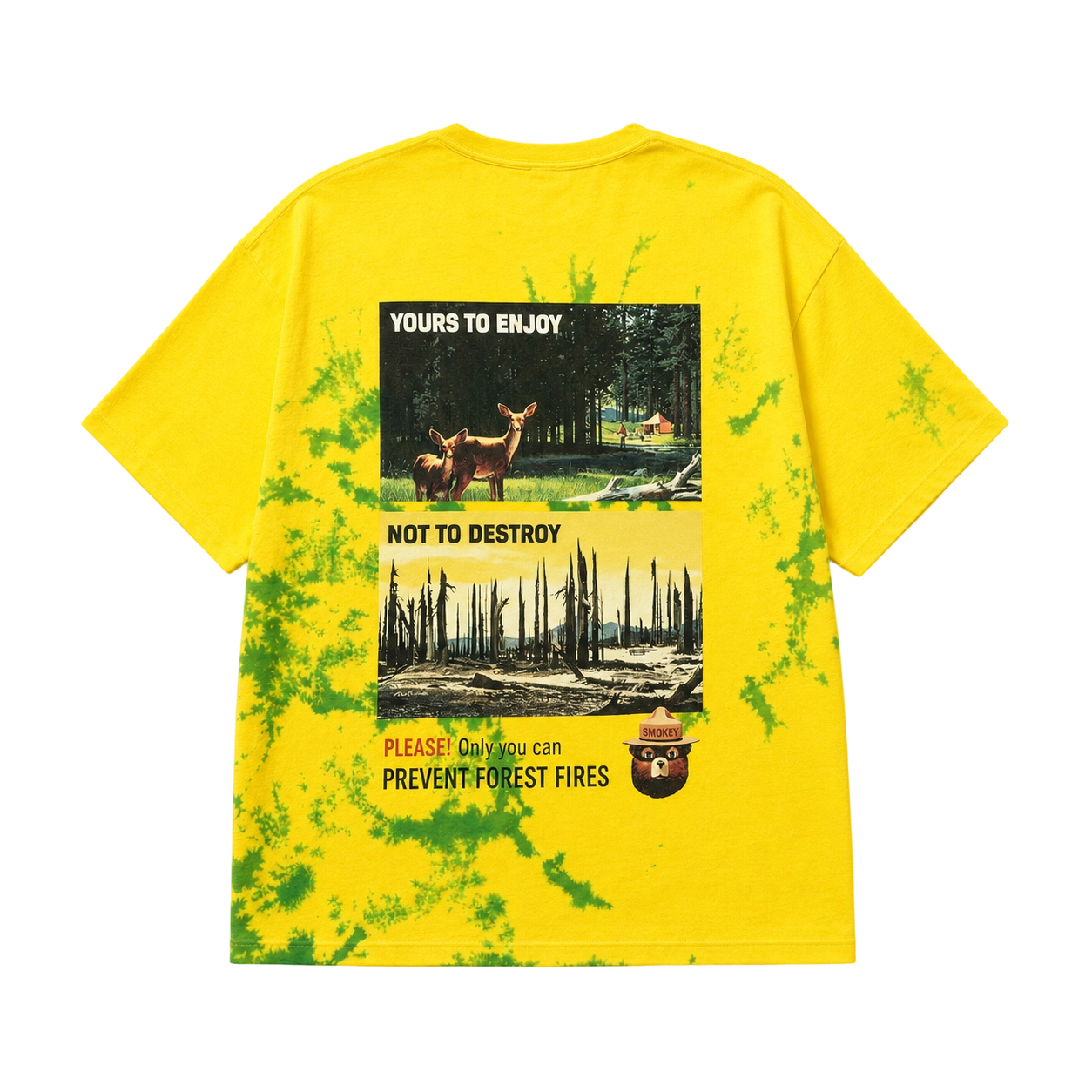 T-shirt en coton biologique épais 295 g/m², motif tie-dye jaune citron - TDTS001 3